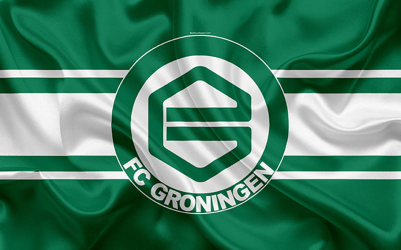 Groningen FC Dutch football club, Groningen logo, emblem, Eredivisie, Dutch soccer championship, Groningen, Netherlands, silk texture, HD wallpaper