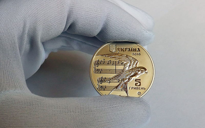 commemorative coins, five uah, shchedryk, hryvnia, HD wallpaper
