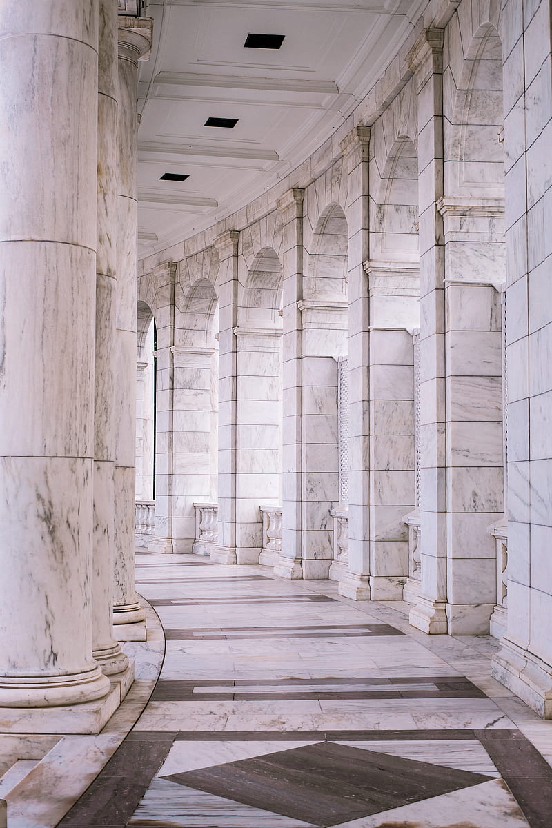 white concrete building hallway, HD phone wallpaper