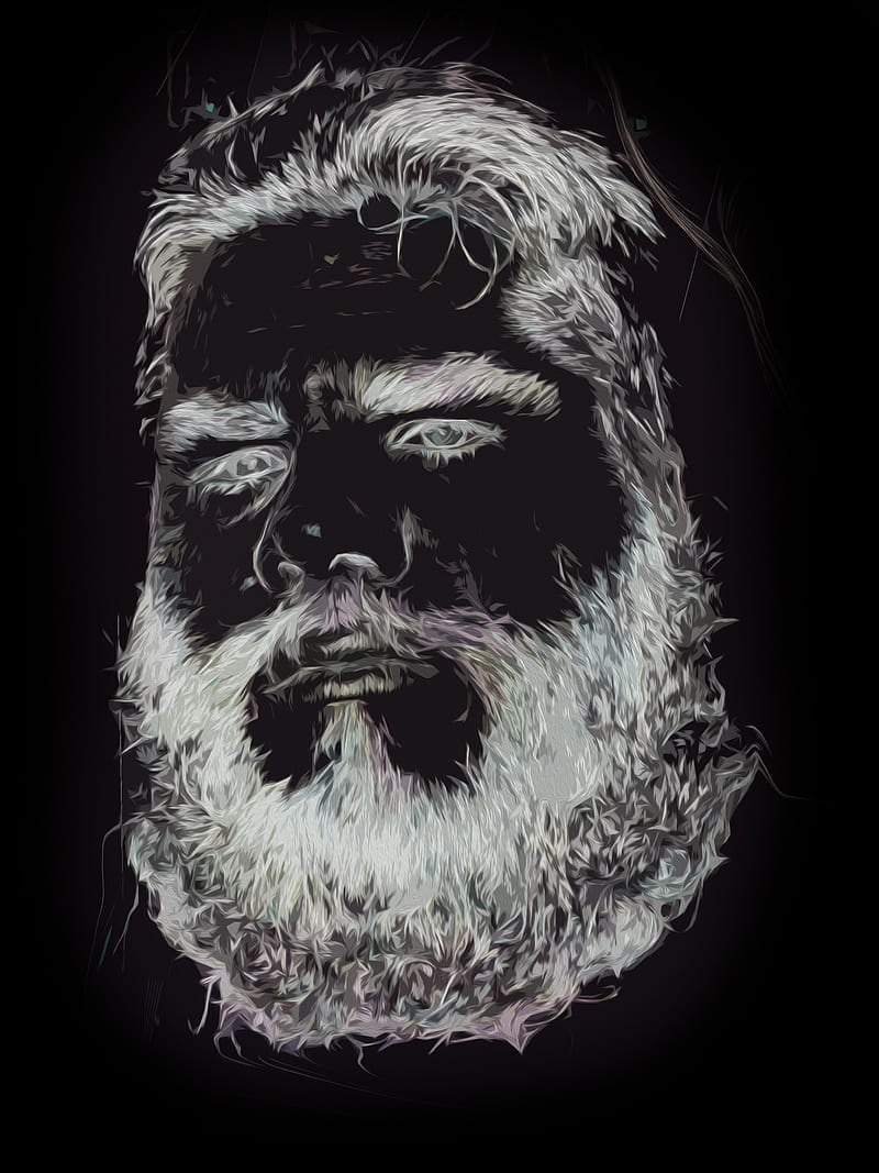 Beard, black an white, dark, dcjh, HD phone wallpaper