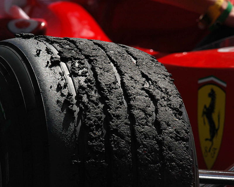 Ferrari, f1, shredded, tire, HD wallpaper