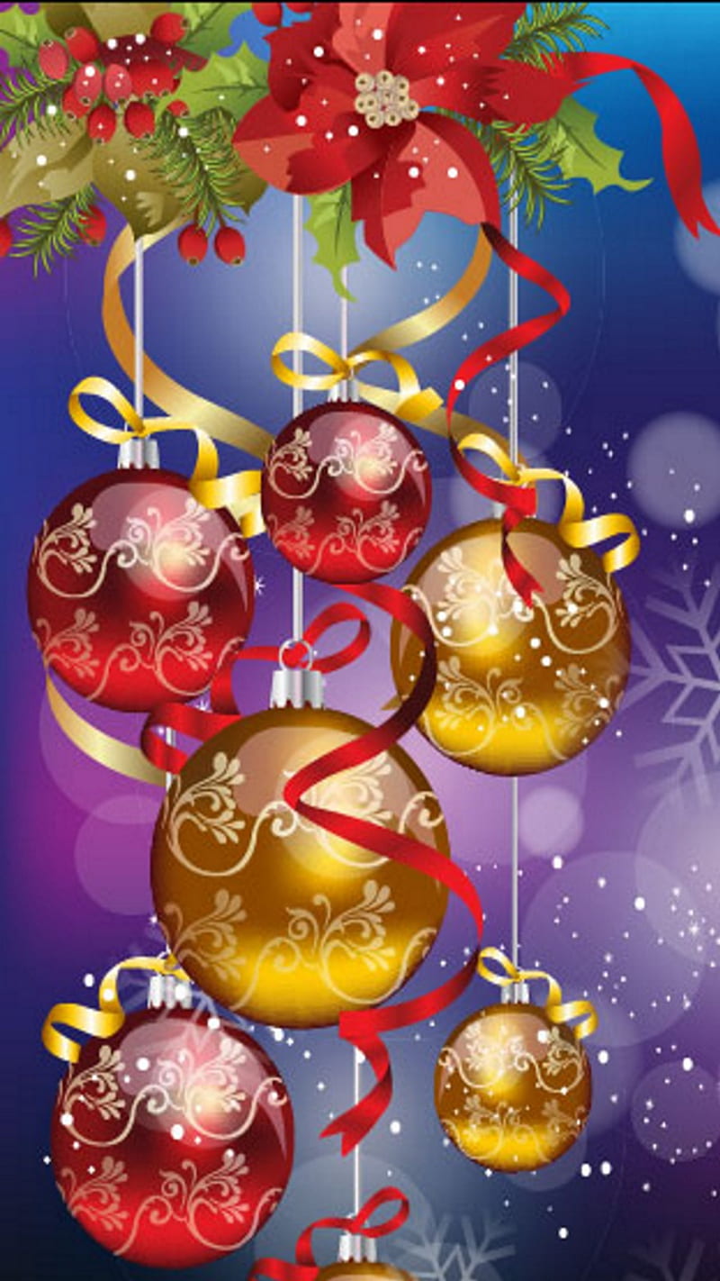 ChristmasOrnaments, christmas, christmas ornaments, snowflakes, purple background, merry christmas, festive, decoration, HD phone wallpaper