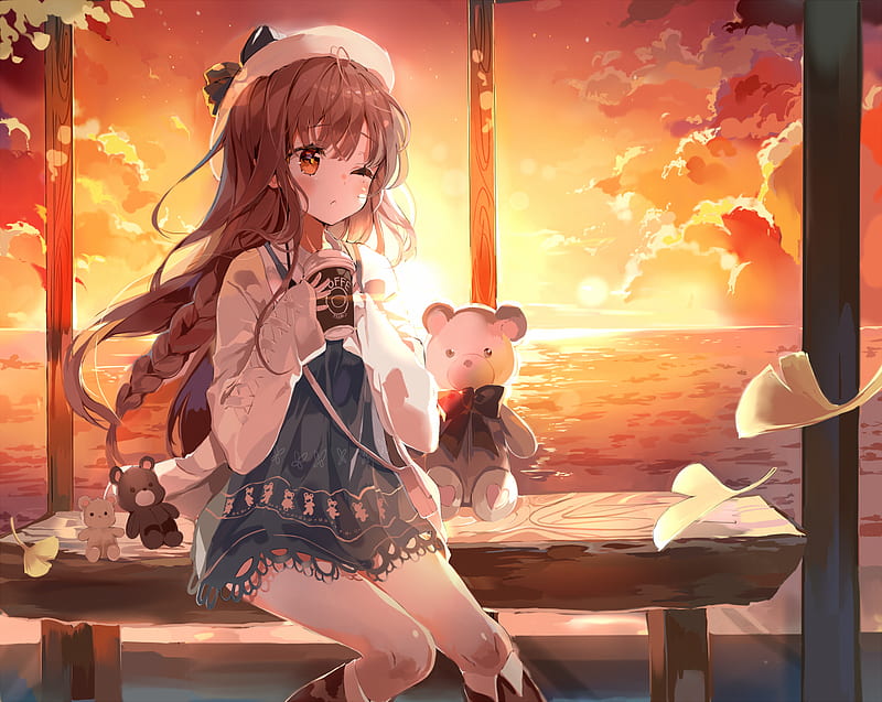 Cute Anime Girl Drinking Boba, Anime Tea, HD wallpaper