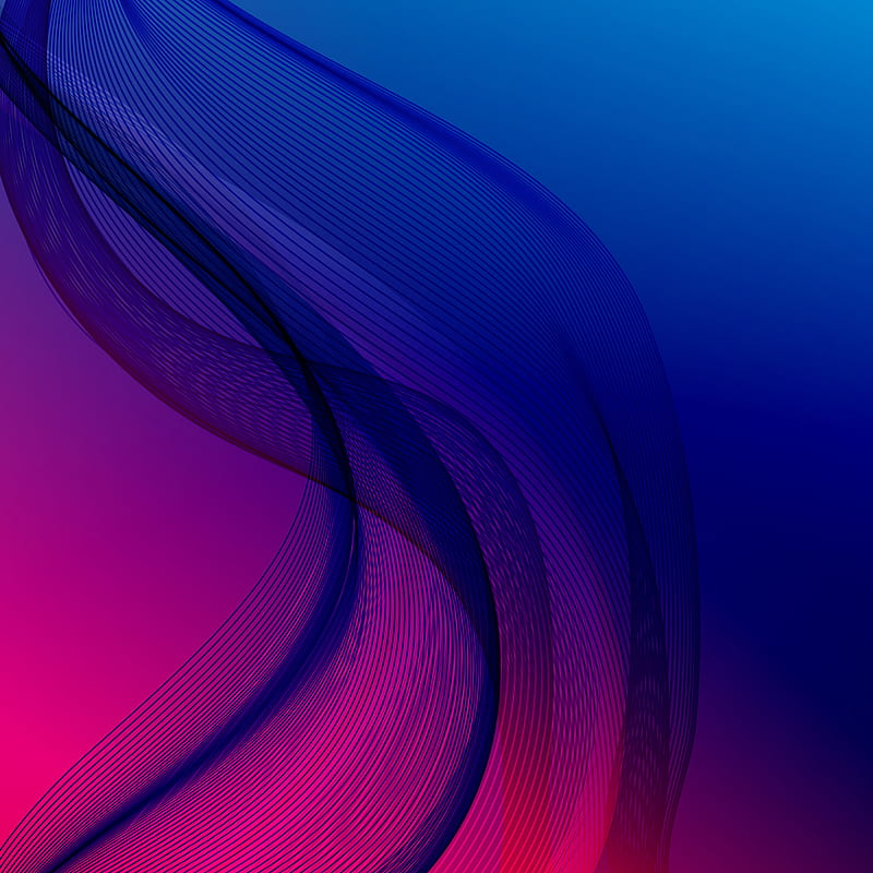 Waves pink and blue, abstract, amoled, desenho, geometric, gradient, pattern, violet, wave, HD phone wallpaper
