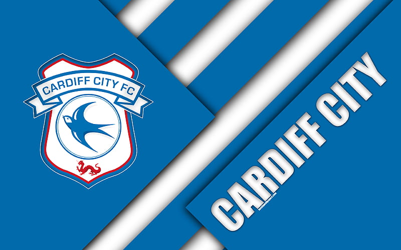 Cardiff City FC, logo blue white abstraction, material design, English football club, Cardiff, Wales, UK, football, EFL Championship, HD wallpaper