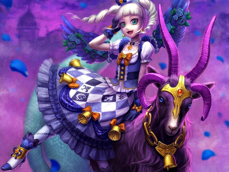HD wallpaper zodiac capricorn manga zodiac capricorn year horns girl purple goat anime pixiv toudou yurika blue