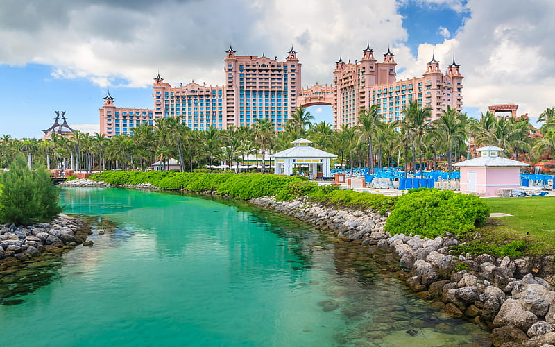 Paradise Island, Nassau, luxury hotels, capital of the Bahamas, tropical island, Bahamas, HD wallpaper