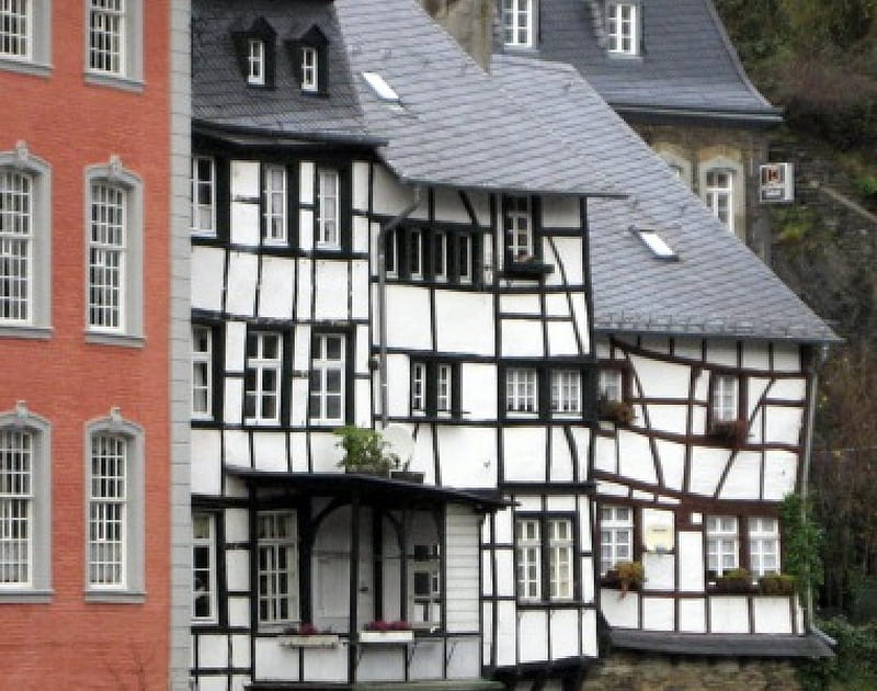 Typical houses in Monschau, architecture, graphy, house, houses, HD wallpaper
