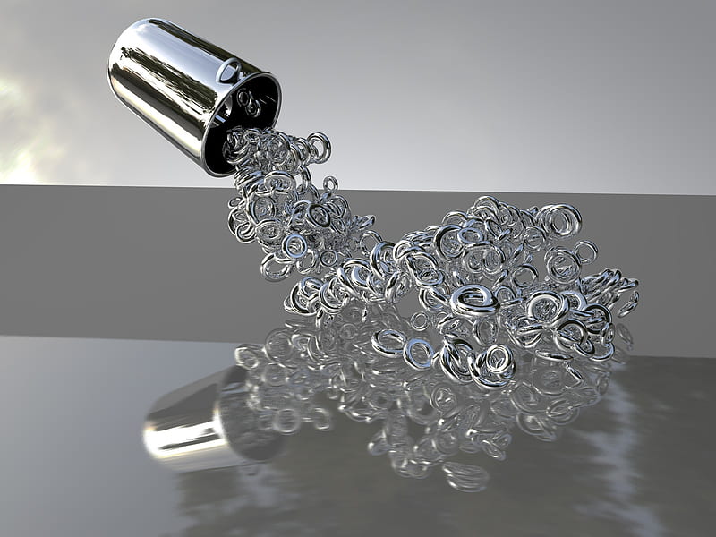 Throwed away, rings, 3d, silver rings, ri, chrome, abstract, silver, HD wallpaper