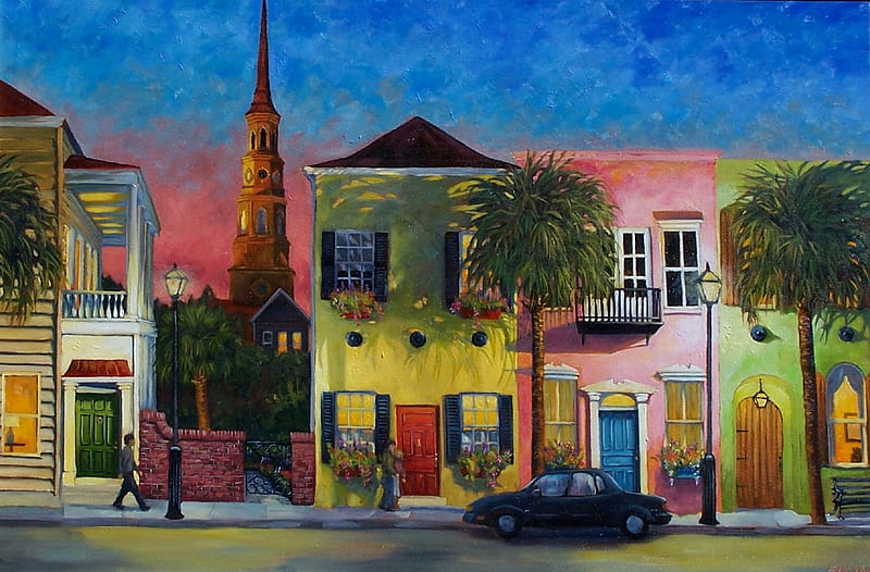 French Quarter, colorful, art, pretty, painting, street, HD wallpaper