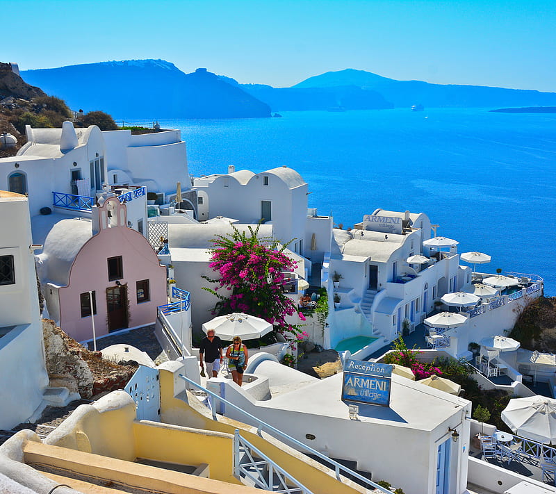 Santorini, greece, travel, HD wallpaper