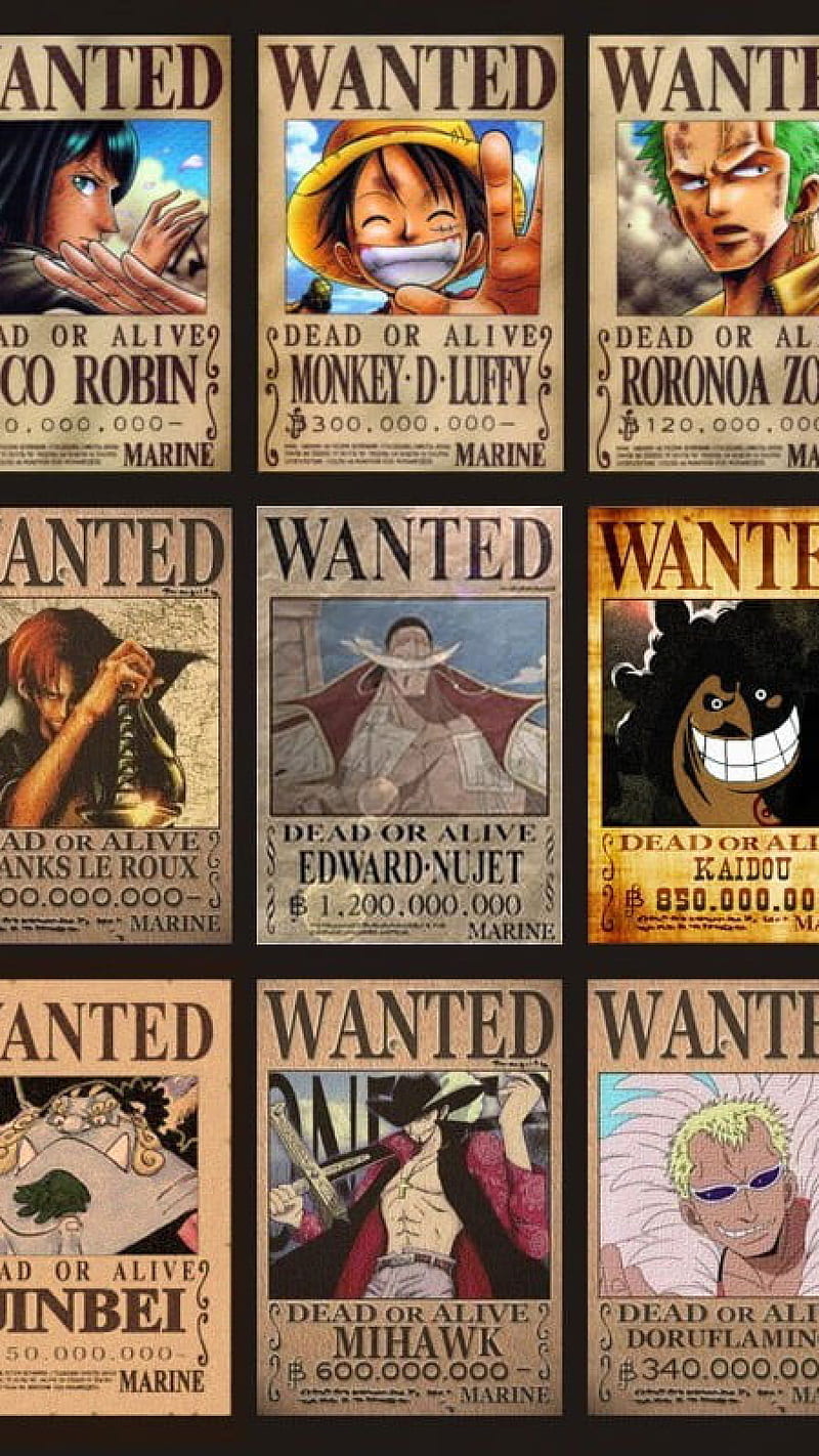 OnePiece Wanted List, One Piece Character Wanted Poster Collage • For ...