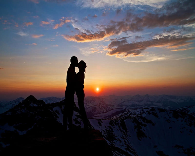 Lovers, kiss, love, sunset, HD wallpaper | Peakpx