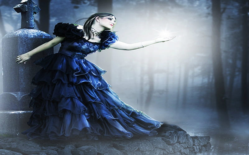 I'M ALWAYS WITH YOU., Forest Tombstone, Soul, Fantasy, dark, Spirit, Lace, Satin, Gothic, HD wallpaper