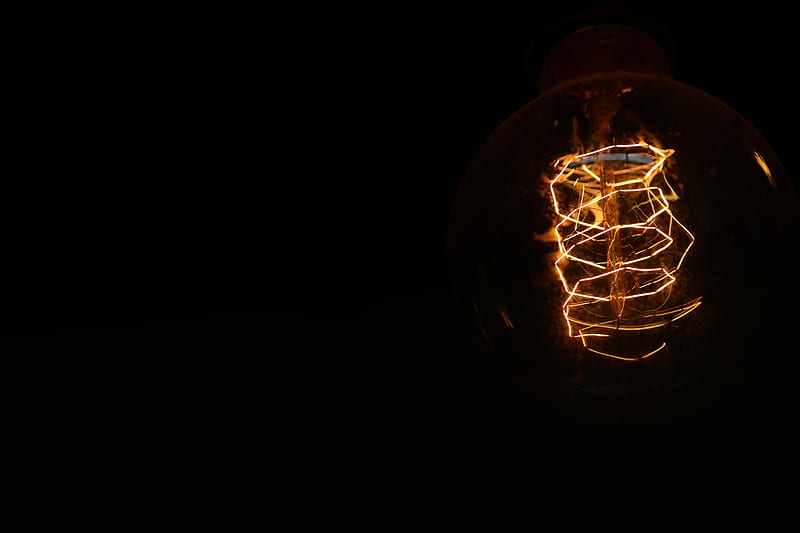 light bulb, electricity, spiral, dark, HD wallpaper