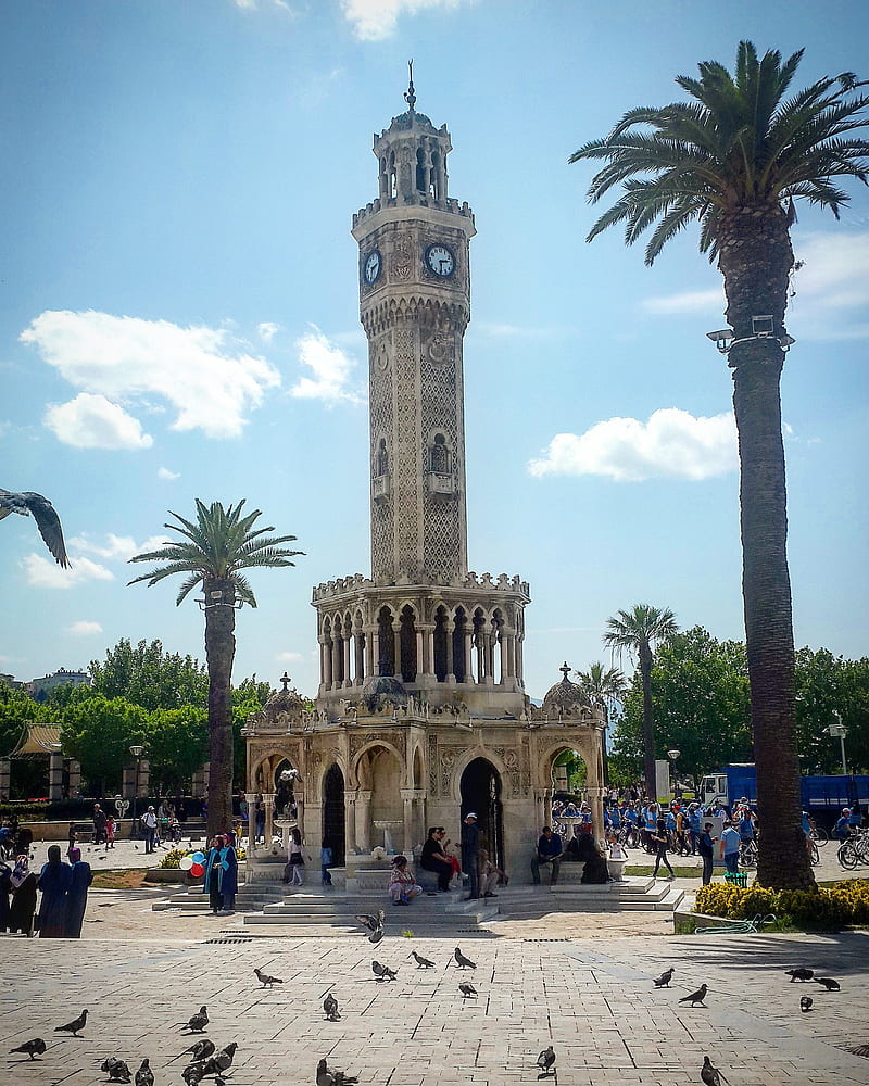 Izmir saat kulesi, clock tower, yaz, HD phone wallpaper