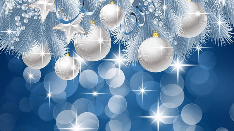 White & blue christmas, garland, holidays, balls, christmas, white ...
