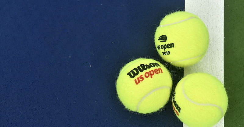 3 on the line, balls, neon yellow-green, fuzzie, three, US Open tournament, tennis, bouncy, New York City, Grand Slam, Wilson, logo, HD wallpaper
