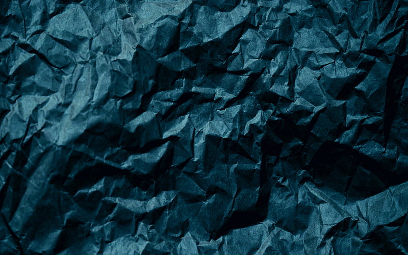 blue crumpled paper, macro, blue paper texture, blue paper, vintage texture, crumpled paper, paper textures, blue backgrounds, HD wallpaper