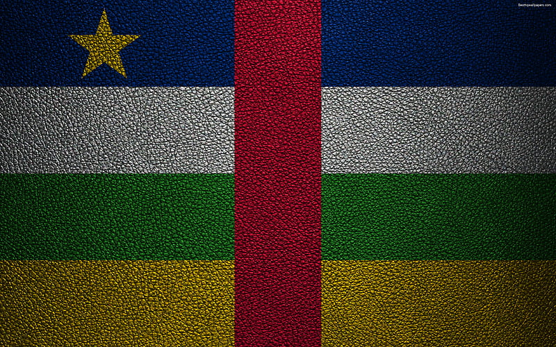 Flag of Central African Republic, Africa leather texture, flags of African countries, Central African Republic, HD wallpaper