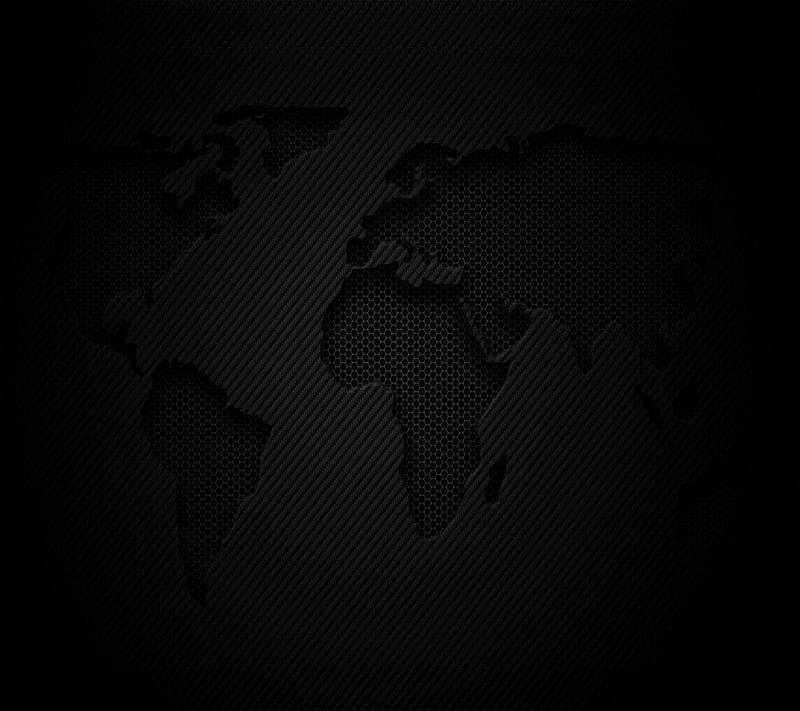 World Map Carbon, black, chart, dark, earth, fiber, fibre, HD wallpaper