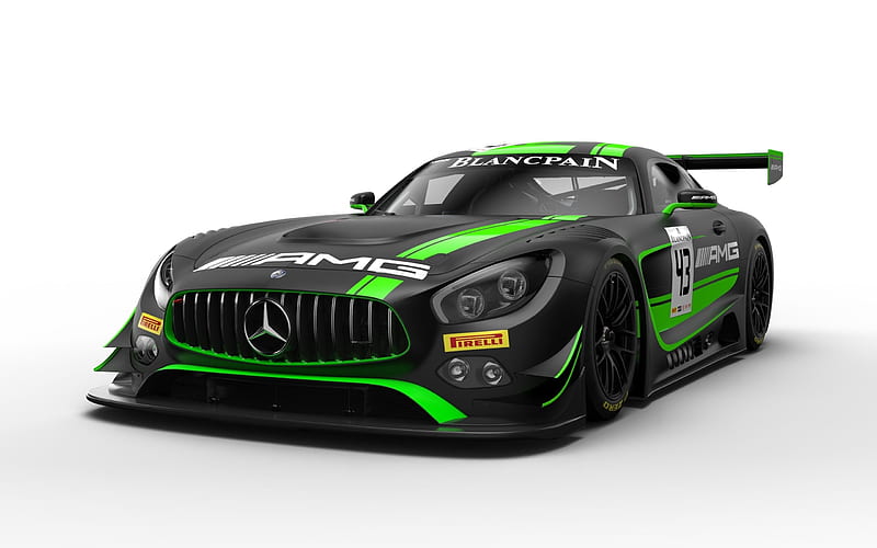 Mercedes-AMG, 2018 DTM, front view, Strakka racing, black green sports coupe, German sports cars, Mercedes, HD wallpaper