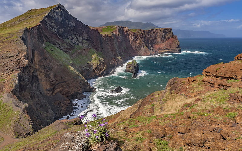 Madeira, Atlantic Ocean, archipelago, coast, island, mountain landscape, summer, Portugal, HD wallpaper