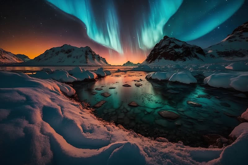 Aurora borealis, Winter, Cold, Norway, Islands, Northern lights, HD wallpaper