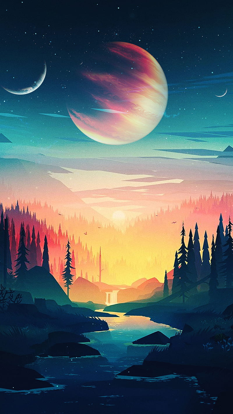 Lost in space, heart, moon, planets, sun, HD phone wallpaper