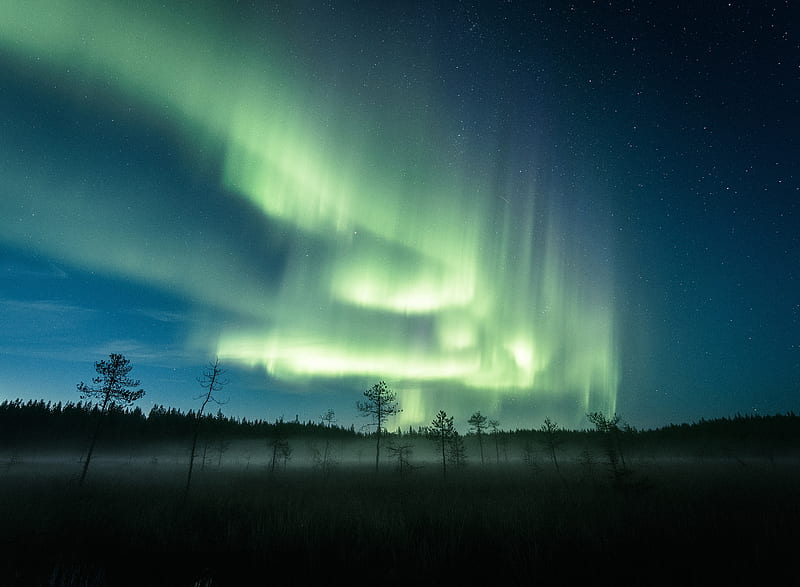 Earth, Aurora Borealis, Nature, Night, Sky, Stars, Winter, HD wallpaper