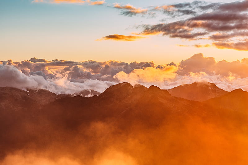 Mountain Range Sea Of Clouds, sea-of-clouds, mountains, nature, sunrise, sunset, dusk, dawn, HD wallpaper