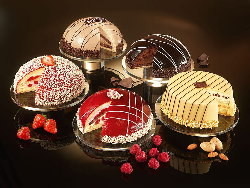 Cakes, cake, delicious, sweets, food, chocolate, fruits, dessert, nuts, bakery, nice, HD wallpaper
