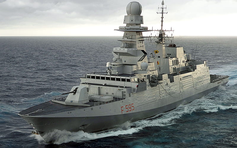 Luigi Rizzo, F 595, Bergamini class, Italian frigate, Italian Navy, warships, HD wallpaper