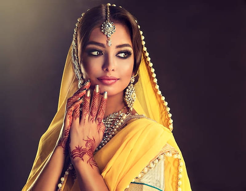ლ, Jewelry, Woman, Sari, Mehndi, Indian, HD wallpaper