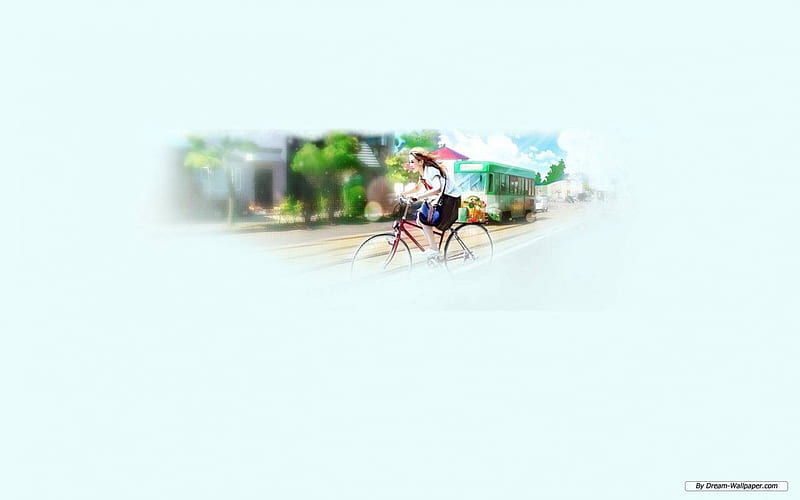Biking to home, city, girl, town, bicycle, woman, HD wallpaper
