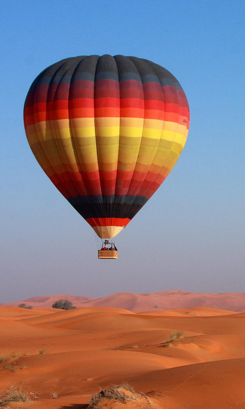 Desert Balloon, colors, flying, nature, HD phone wallpaper