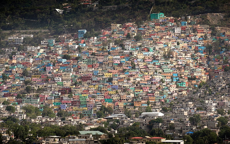 Haiti, mountains, houses, panorama, HD wallpaper