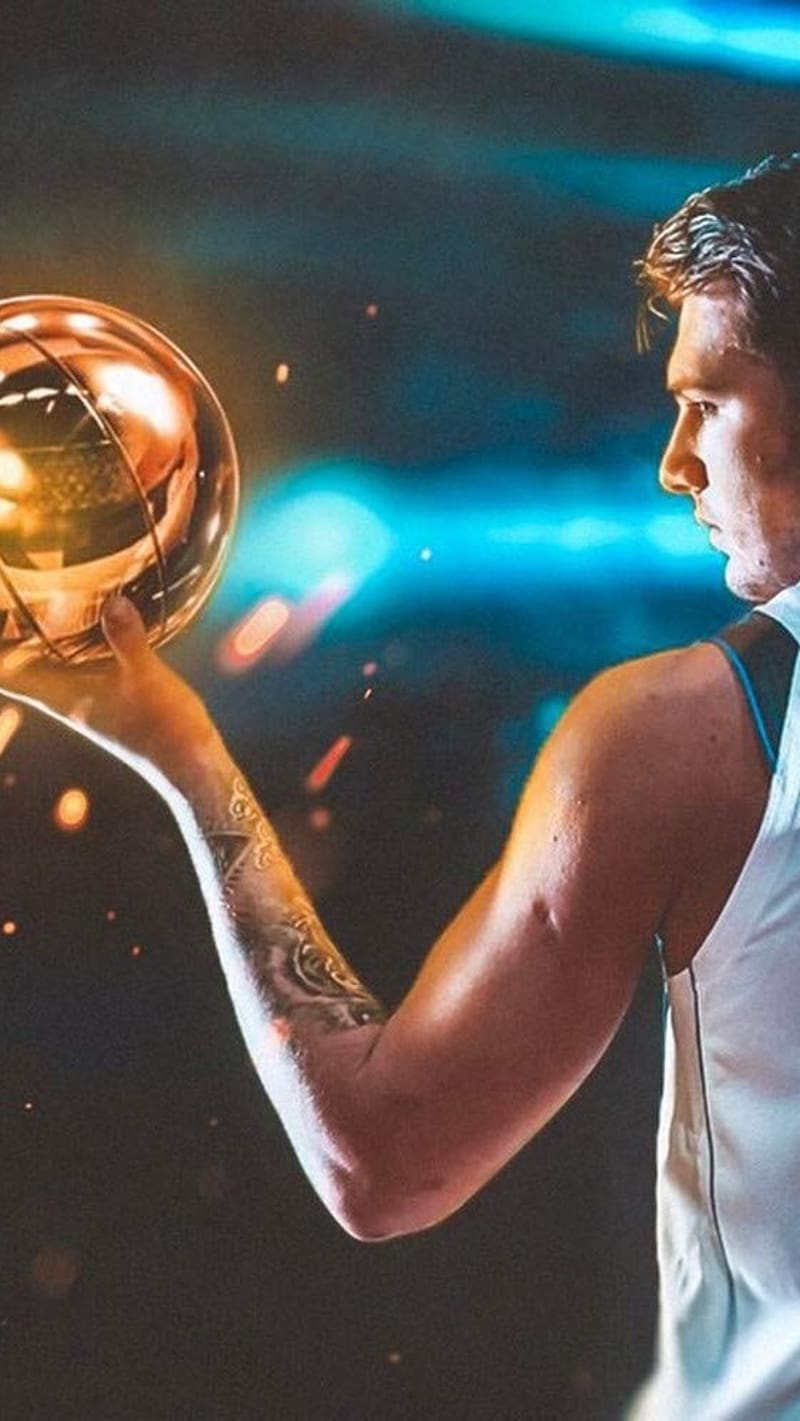 Luka Doncic with a Golden Ball, golden ball, luka doncic, sportsman, HD phone wallpaper