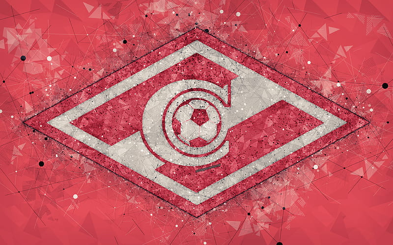 Spartak Moscow FC Russian Premier League, creative logo, geometric art, emblem, Russia, football, Spartak Moscow, red abstract background, FC Spartak Moscow, HD wallpaper