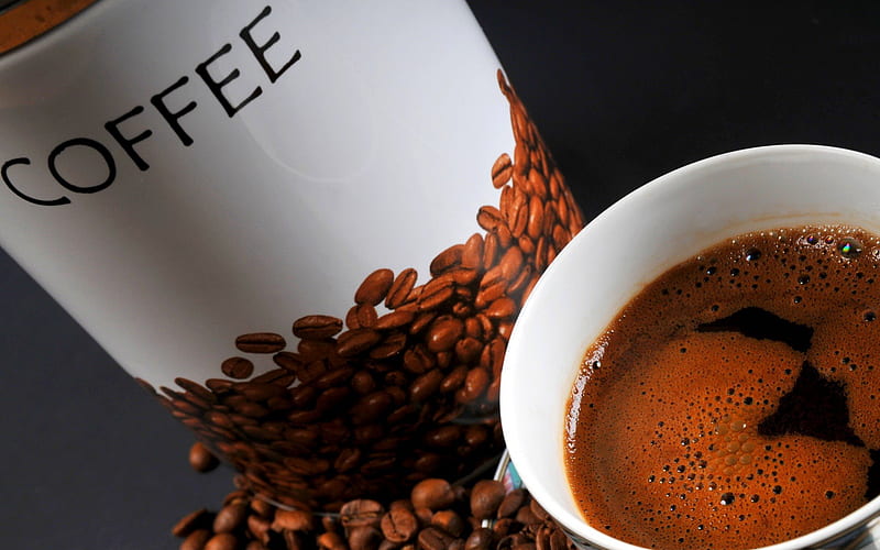 BREW COFFEE, cup, black, coffee, beans, HD wallpaper