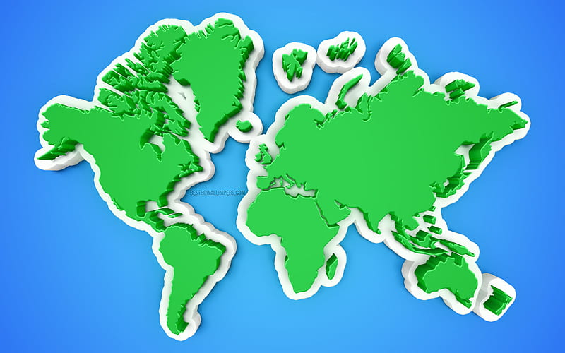 Green 3d world map, 3d artwork, creative world map, blue background, world  map concepts, HD wallpaper | Peakpx