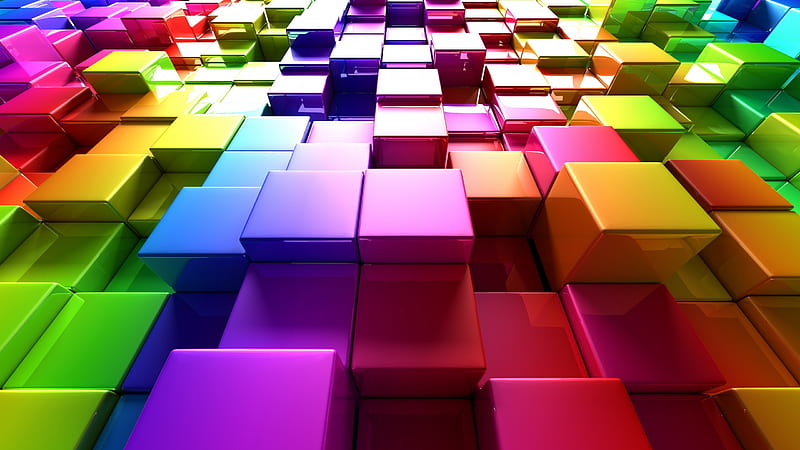 3d Colorful Cubes, 3d, cubes, digital-art, abstract, HD wallpaper