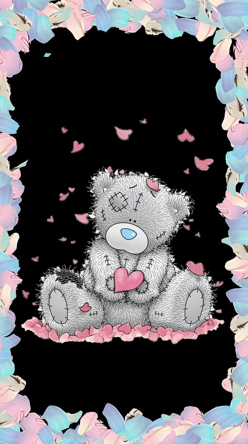 Tatty teddy, gray bear, love, HD phone wallpaper