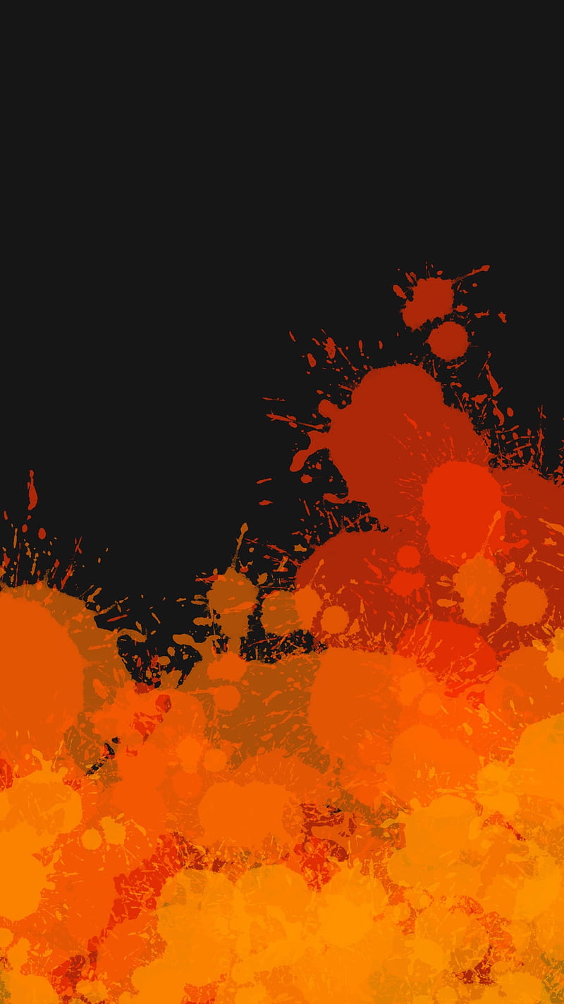 Orange Paint, FMYury, abstract, art, black, gradient, red, spots, yellow, HD phone wallpaper