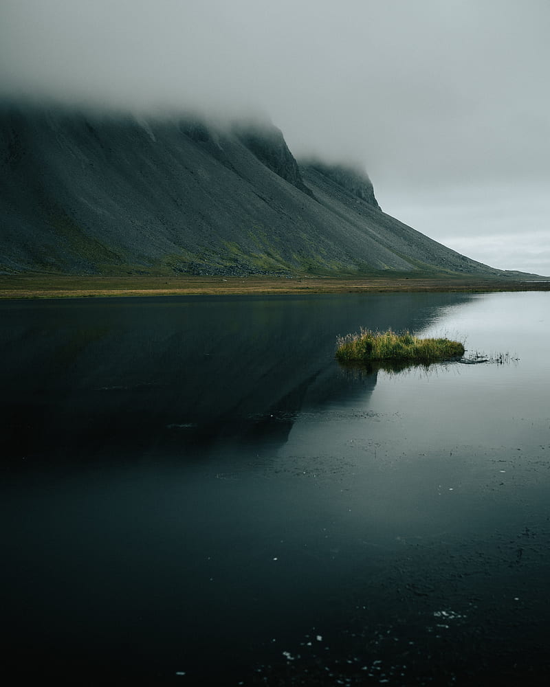 water, mountain, fog, nature, green, HD phone wallpaper