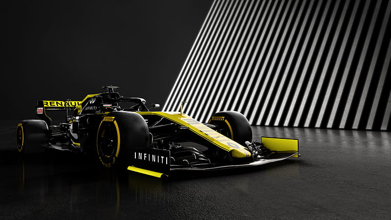 Formula 1, f1, renault, france, castrol, pirelli, infiniti, black, yellow, HD wallpaper