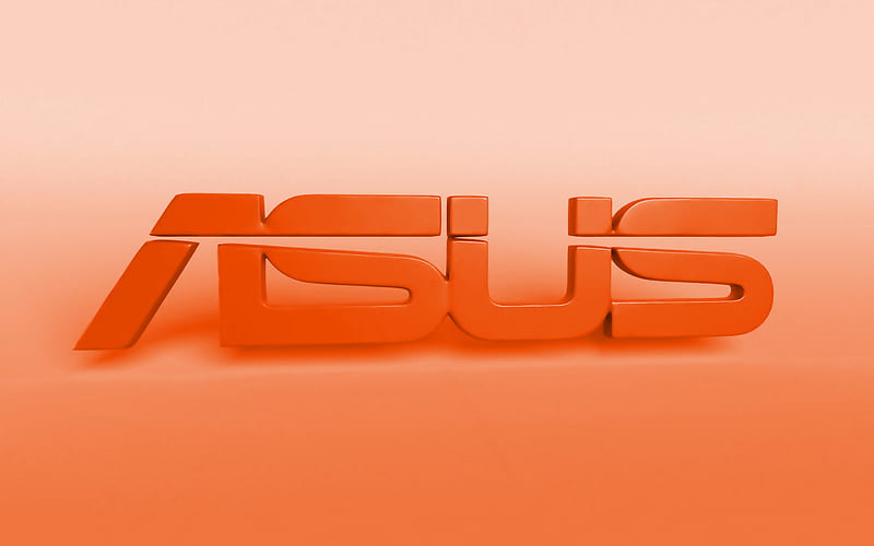 Asus orange logo, creative, orange blurred background, minimal, Asus logo, artwork, Asus, HD wallpaper
