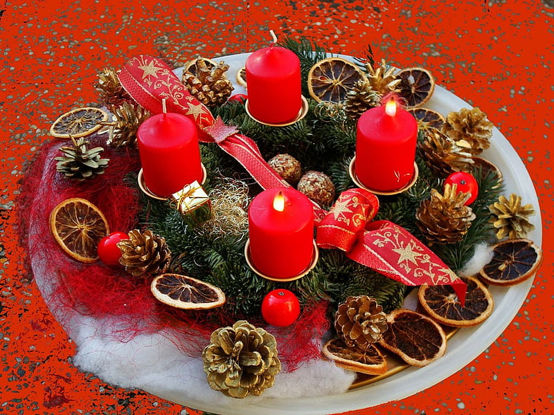 2. Advent for RoseofSharon, red, two burning, advent arrangement, bonito, four candles, HD wallpaper