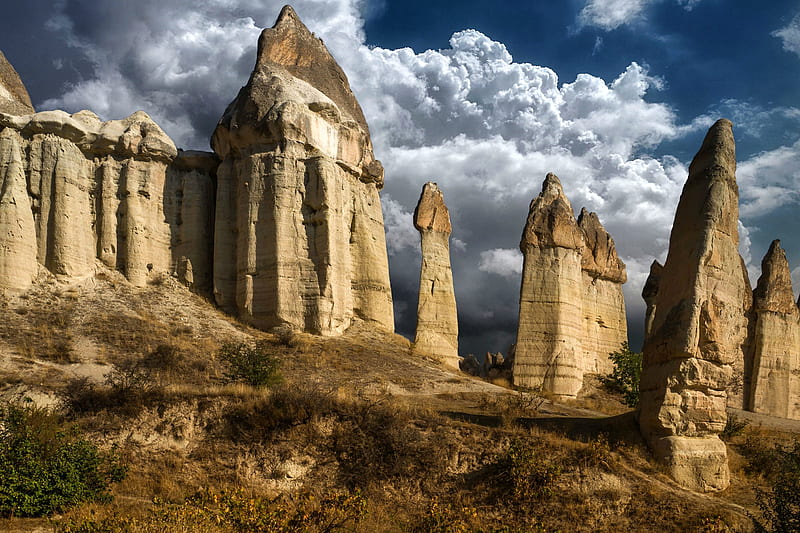 Cappadocia Mountain Landscape, Turkey, nature, clouds, turkey, mountains, HD wallpaper
