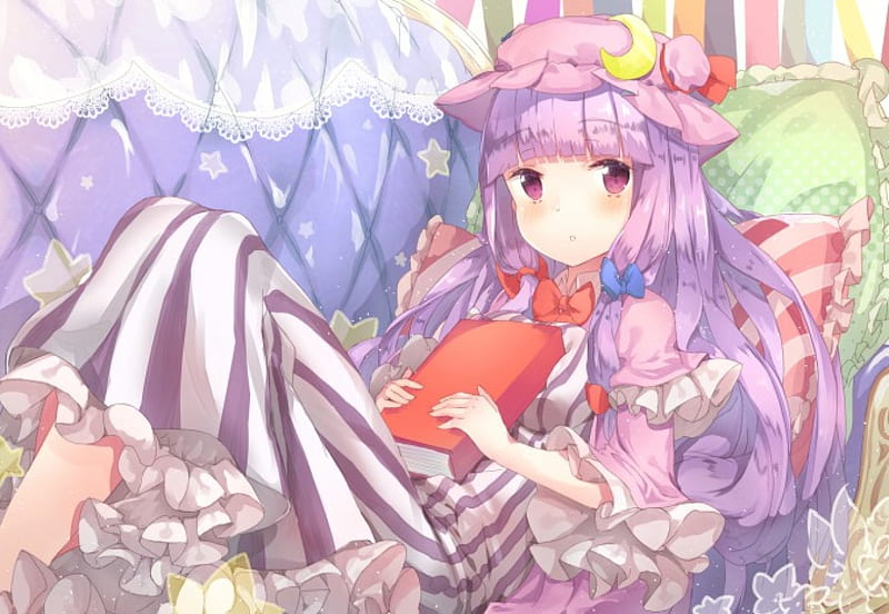 ~Patchouli Knowledge~, colorful, anime, book, touhou, patchouli knowledge, HD wallpaper